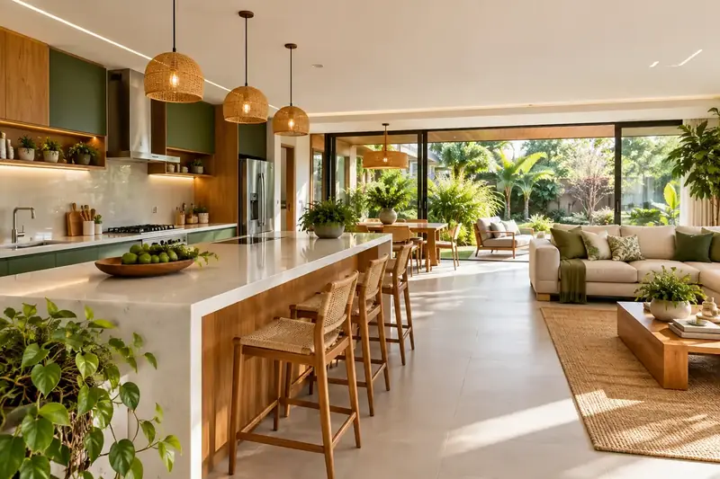 Imagem ilustrativa: Interior residencial com cozinha e sala organizadas
